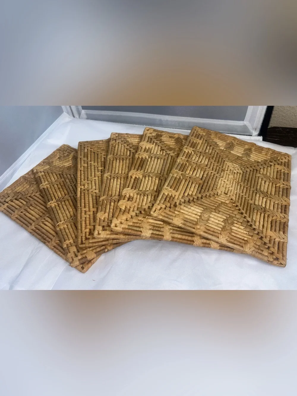 Woven Rattan Trivets - Natural farmhouse decor vintage